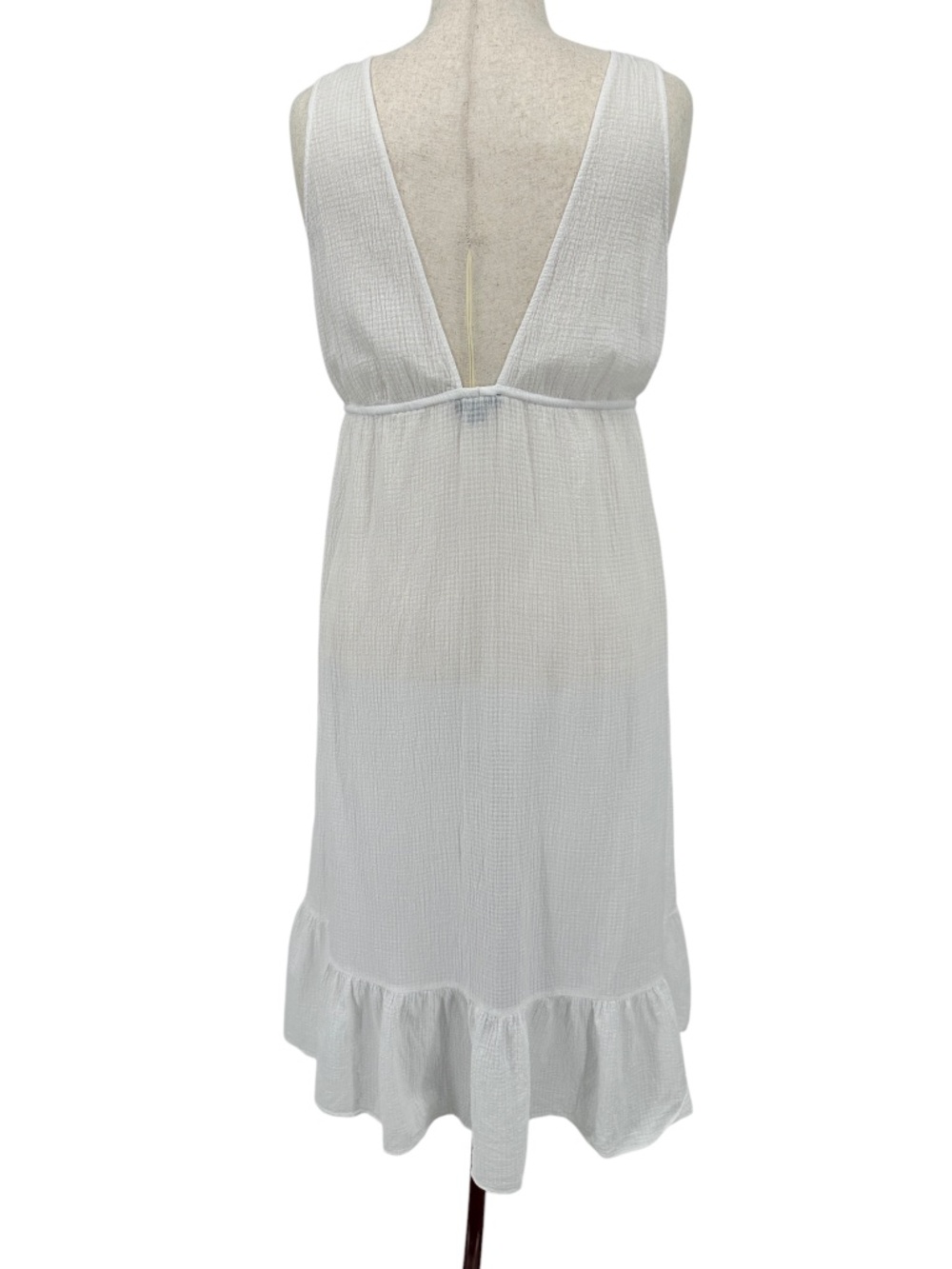 J. Crew Deep V-Neck Crinkle Cotton Soft Gauze Midi Dress Beach Cover-Up White XL - Picture 5 of 9
